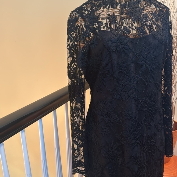 Expo Petite black classy laced dress Made in USA 🇺🇸 - Picture 3 of 11